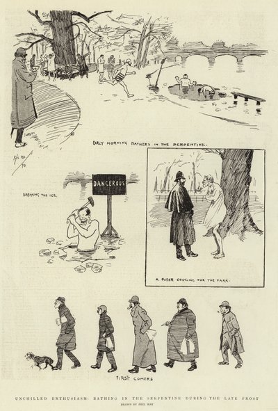 Unchilled Enthusiasm, Bathing in the Serpentine During the Late Frost by Phil May